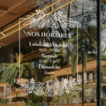 Sticker horaires d’ouverture vitrine | Autocollant vitrophanie heures d’ouverture magasin, salon de coiffure, restaurant, café et commerces