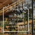 Sticker horaires d’ouverture vitrine | Autocollant vitrophanie heures d’ouverture magasin, salon de coiffure, restaurant, café et commerces