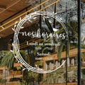 Sticker horaires d’ouverture vitrine | Autocollant vitrophanie heures d’ouverture magasin, salon de coiffure, restaurant, café et commerces