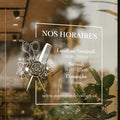 Sticker horaires d’ouverture vitrine | Autocollant vitrophanie heures d’ouverture salon de coiffure