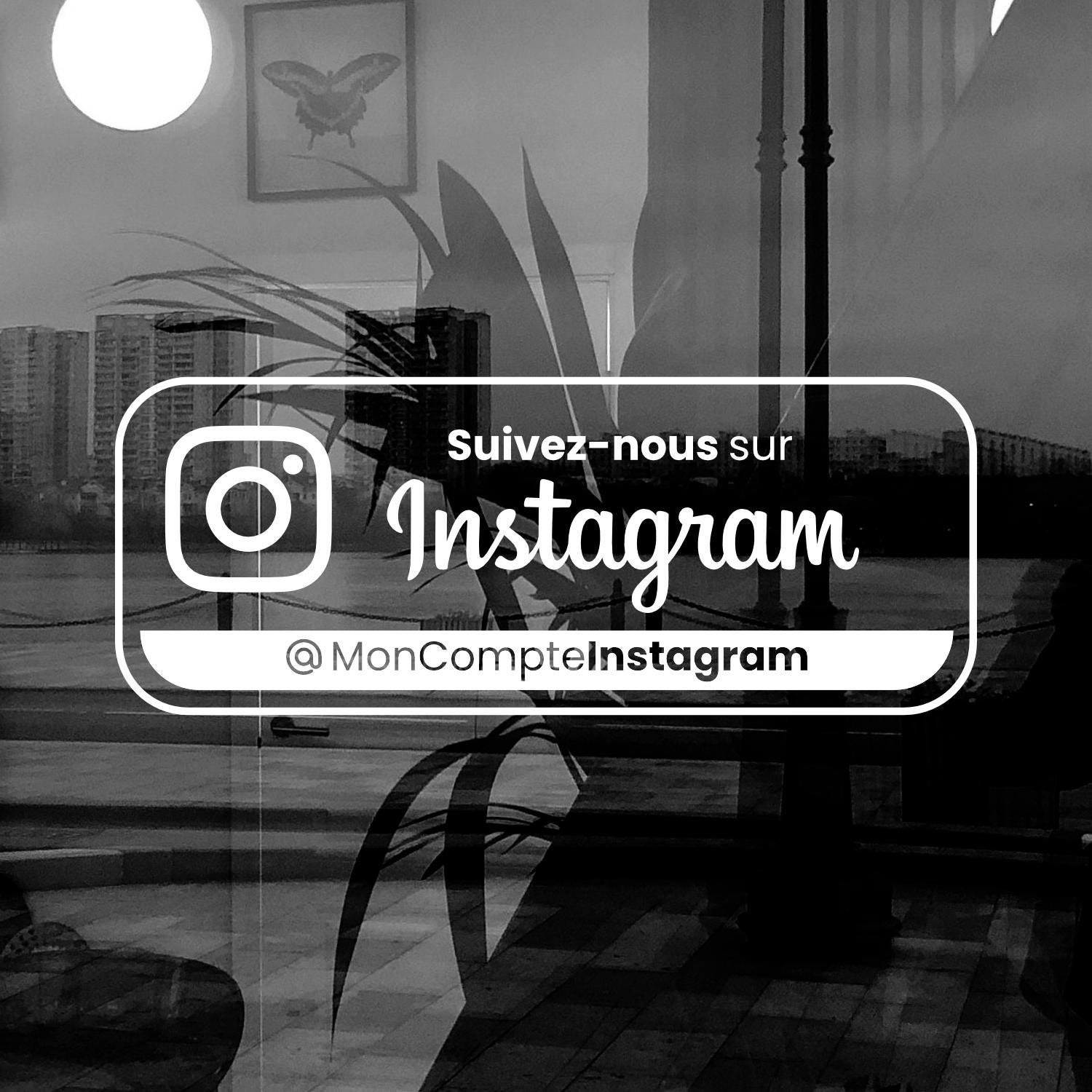 Sticker Instagram personnalisé | Autocollant logo Instagram avec pseudo | Décalcomanie pour voiture, vitrine et autres objets personnalisés