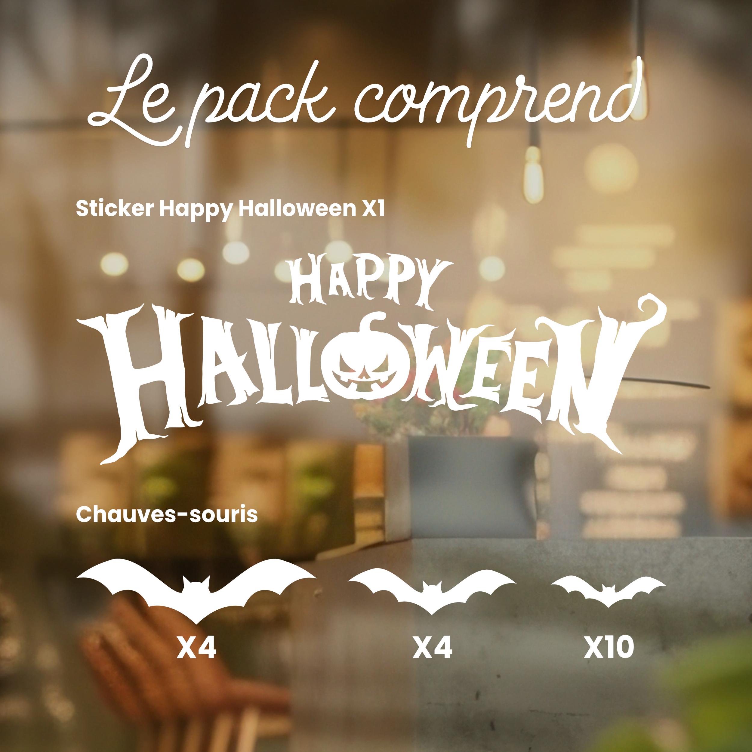 Sticker Happy Halloween – autocollants, décalcomanie Happy Halloween pour vitrine, voiture et décoration murale