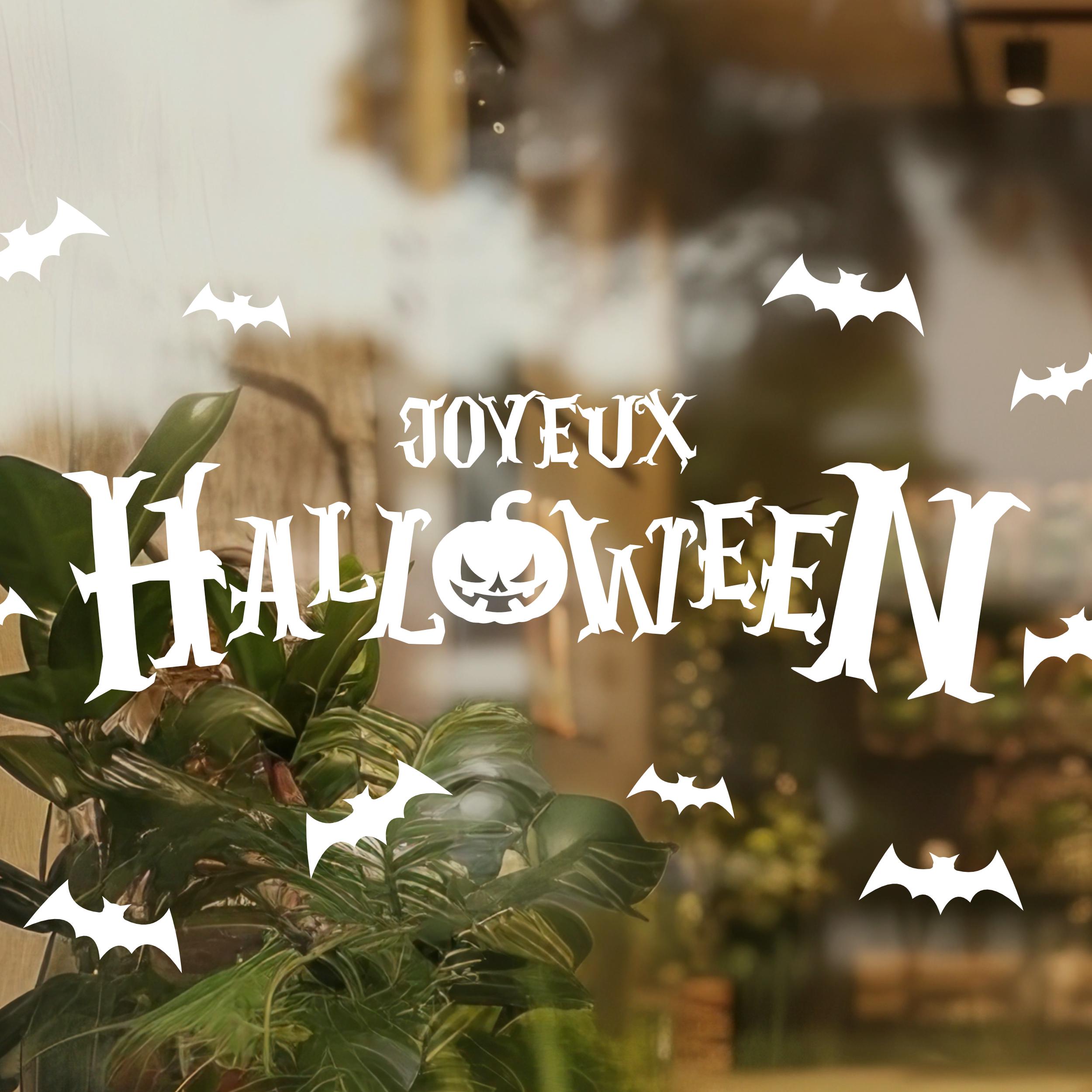 Sticker Joyeux Halloween – autocollants, décalcomanie Joyeux Halloween pour vitrine, voiture et décoration murale