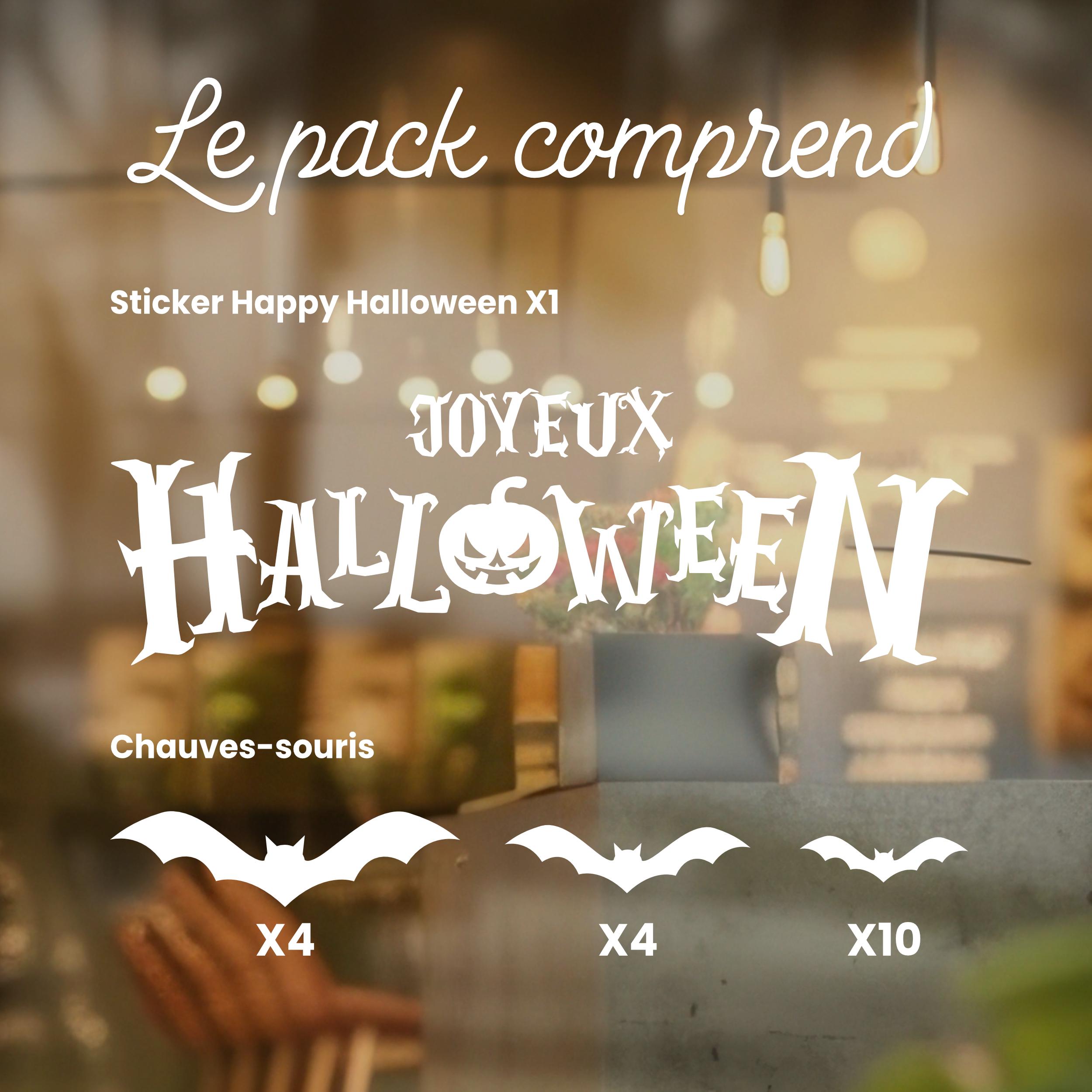 Sticker Joyeux Halloween – autocollants, décalcomanie Joyeux Halloween pour vitrine, voiture et décoration murale