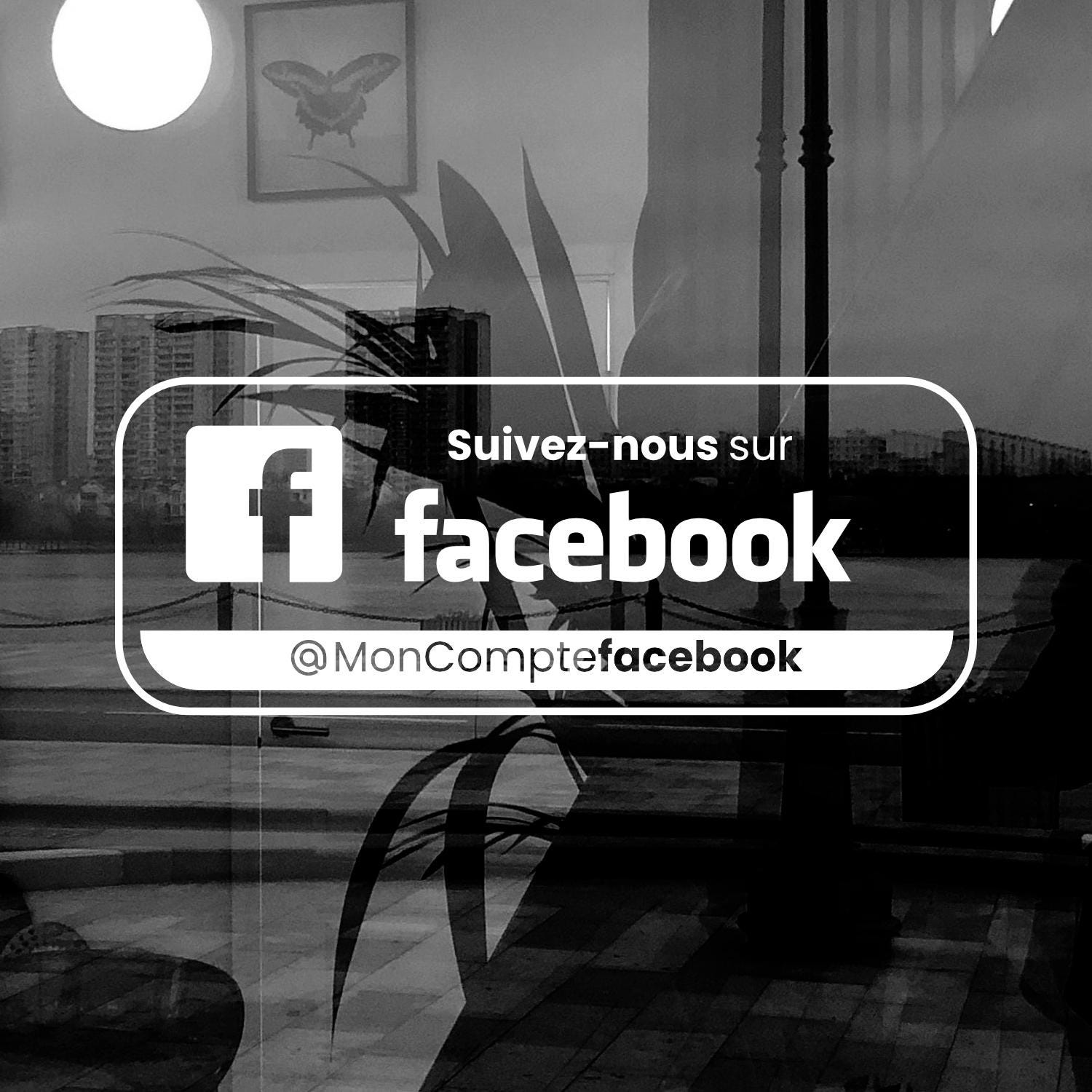 Sticker Facebook personnalisé | Autocollant logo Facebook avec pseudo | Décalcomanie pour voiture, vitrine et autres objets personnalisés